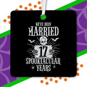 Halloween Spooktacular 17th Wedding Anniversary Metal Tree Decoration