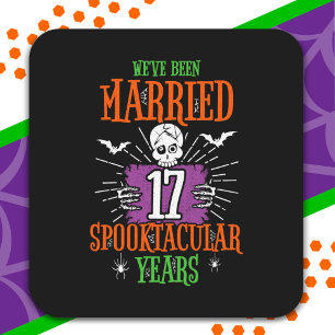 Halloween Spooktacular 17th Wedding Anniversary Square Sticker