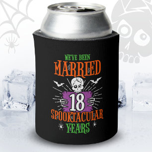 Halloween Spooktacular 18th Wedding Anniversary Can Cooler