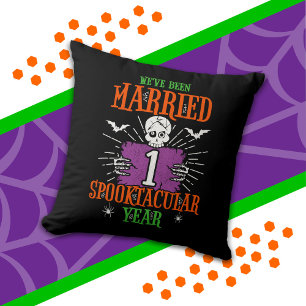 Halloween Spooktacular 1st Wedding Anniversary Cushion