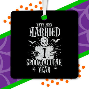Halloween Spooktacular 1st Wedding Anniversary Metal Tree Decoration