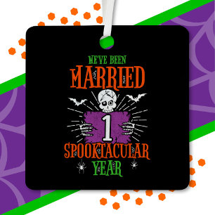 Halloween Spooktacular 1st Wedding Anniversary Metal Tree Decoration