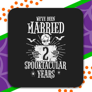 Halloween Spooktacular 2nd Wedding Anniversary Square Sticker