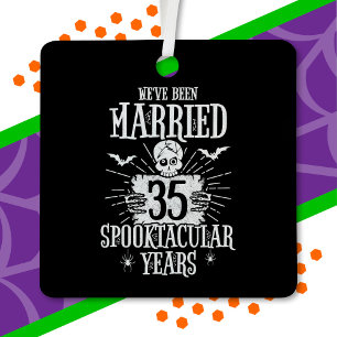 Halloween Spooktacular 35th Wedding Anniversary Metal Tree Decoration