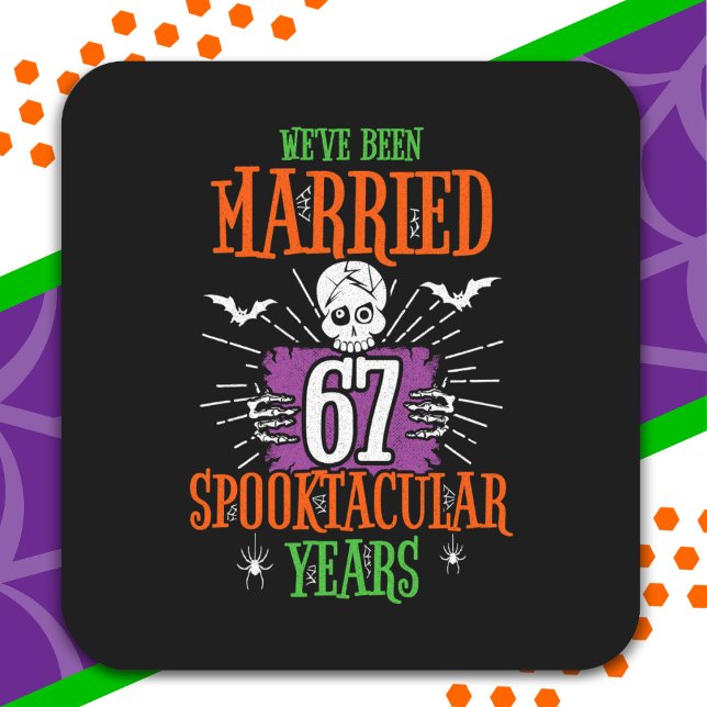 Halloween Spooktacular 67th Wedding Anniversary Square Sticker (Creator Uploaded)