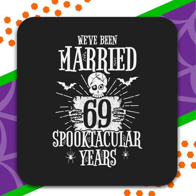 Halloween Spooktacular 69th Wedding Anniversary Square Sticker (Creator Uploaded)