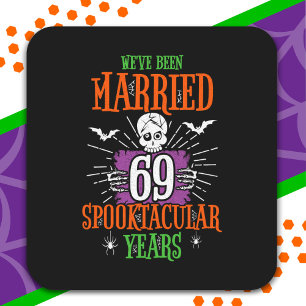 Halloween Spooktacular 69th Wedding Anniversary Square Sticker