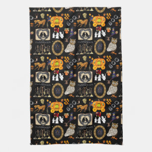 Halloween Spooktacular black kitchen towel