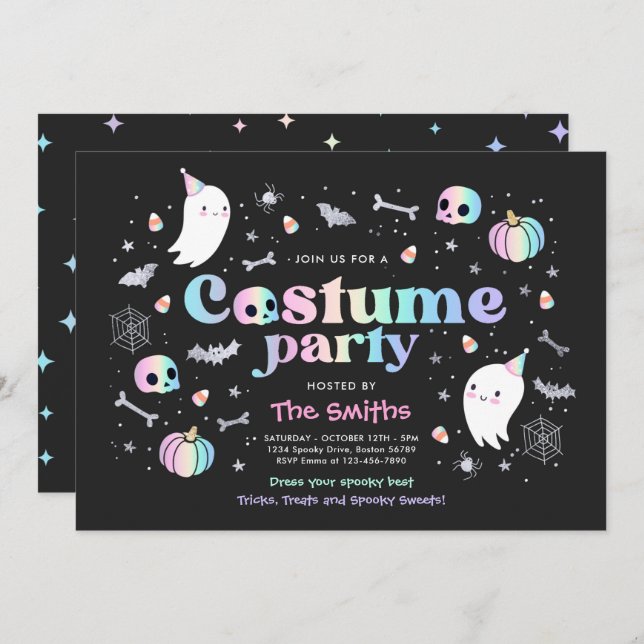 Halloween Spooktacular Costume Party Cute Ghost Invitation (Front/Back)