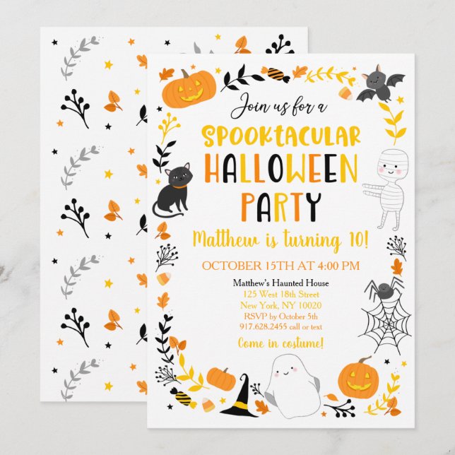 Halloween Spooktacular Ghost Pumpkin Birthday Invitation (Front/Back)