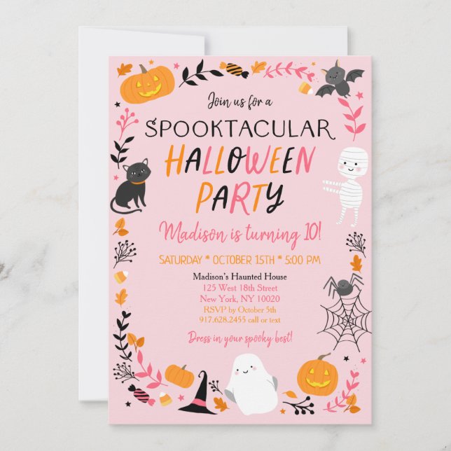 Halloween Spooktacular Girl Birthday  Invitation (Front)