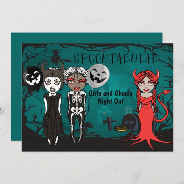 Halloween Spooktacular Girls And Ghouls Night Out Invitation (Front/Back)