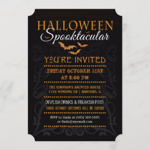 Halloween Spooktacular Invitation - Orange & Black