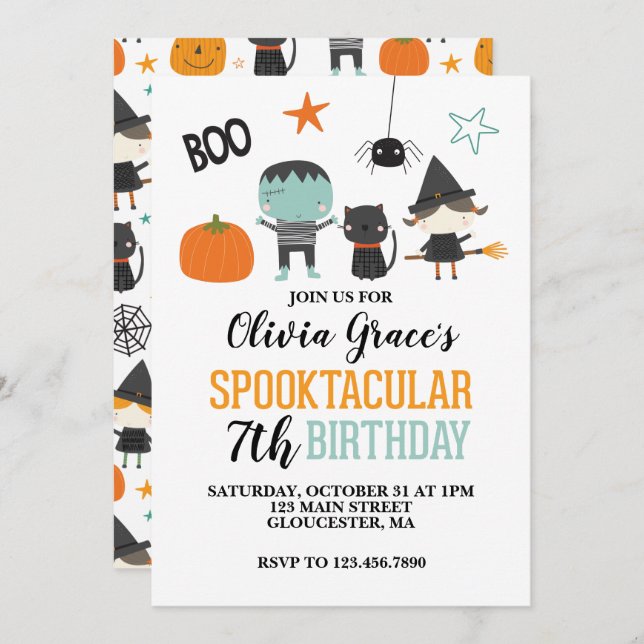 Halloween Spooktacular Kids Birthday  Invitation (Front/Back)