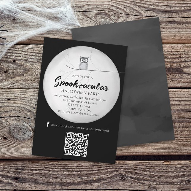 Halloween Spooktacular Owl QR Code Social Media Invitation (Creator Uploaded)