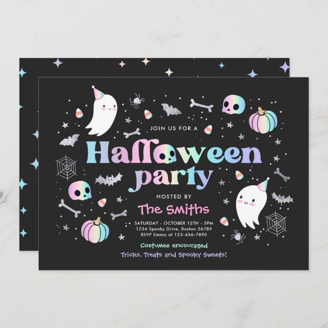 Halloween Spooktacular Party Cute Pastel Ghost Invitation (Front/Back)