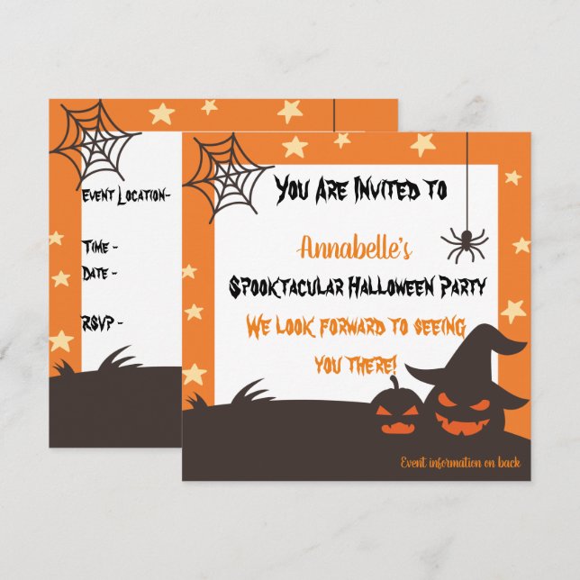 Halloween Spooktacular Personalised Invitation (Front/Back)