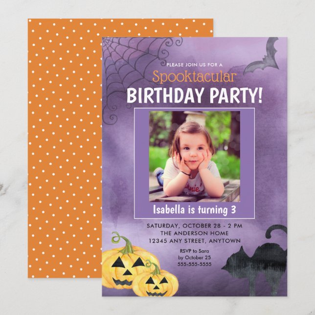 Halloween Spooktacular Photo Birthday Party Invitation (Front/Back)