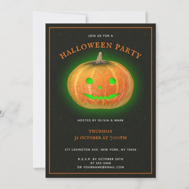 Halloween Spooktacular Pumpkin Smile Grunge Invitation (Front)