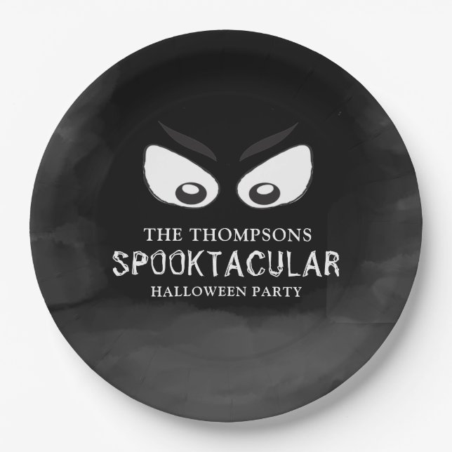 Halloween Spooktacular Scary Spooky Ghost Eyes Paper Plate (Front)