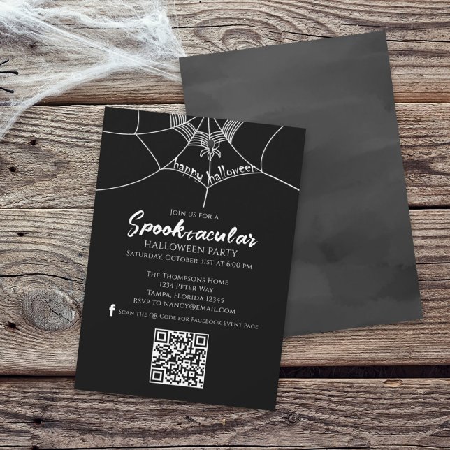 Halloween Spooktacular Spider QR Code Social Media Invitation (Creator Uploaded)