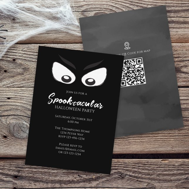 Halloween Spooktacular Spider Web QR Code Map  Invitation (Creator Uploaded)