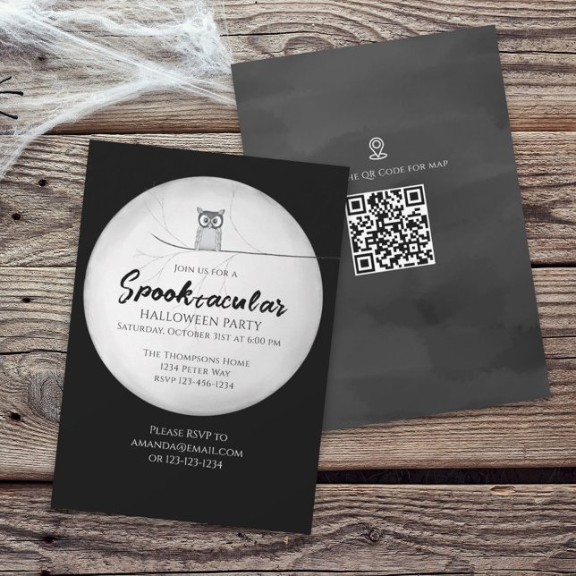 Halloween Spooktacular Spider Web QR Code Map  Invitation (Creator Uploaded)