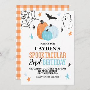 Halloween Spooktacular turquoise orange Birthday I Invitation