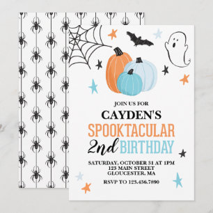 Halloween Spooktacular turquoise orange Birthday Invitation