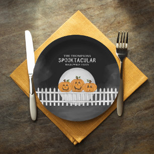 Halloween Spooktacular Whimsical Pumpkins Funny Paper Plate