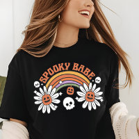 Halloween Spooky Babe Pumpkin Skull Flowers