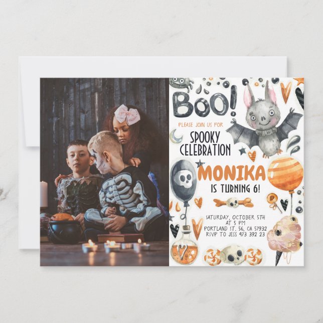 Halloween Spooky Bat Birthday Invitation  (Front)