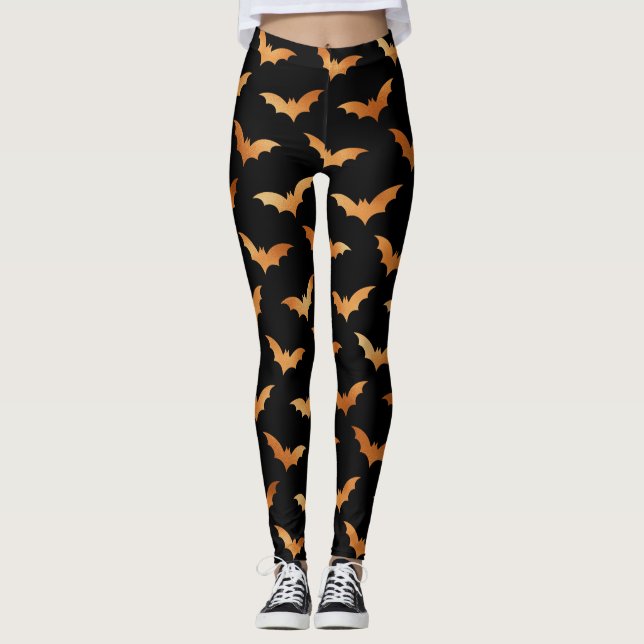 Halloween Spooky Bat Decoration Pattern Leggings (Front)