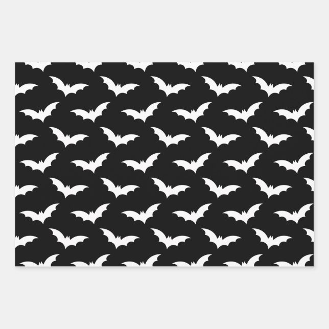 Halloween Spooky Bat Decoration Pattern Wrapping Paper Sheet (Front)