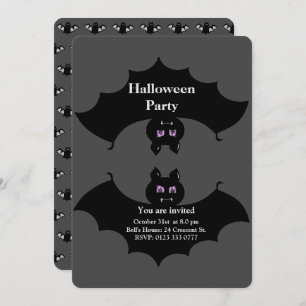 Halloween Spooky Bats on Grey Invitation