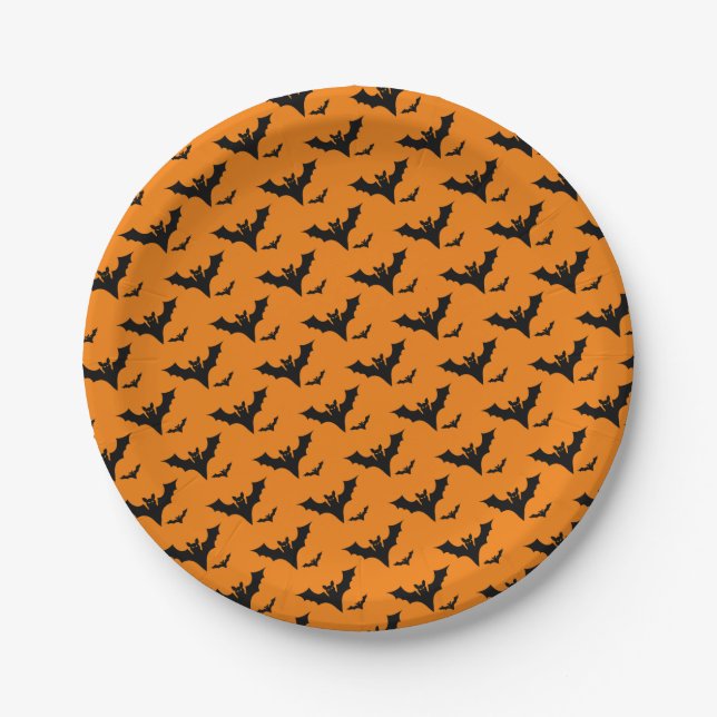 Halloween Spooky Bats Party Paper Plate (Front)
