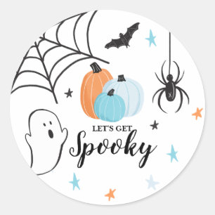 Halloween Spooky Birthday Blue Pumpkins Classic Round Sticker