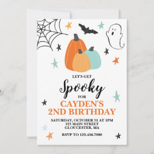 Halloween Spooky Birthday Blue Pumpkins Invitation