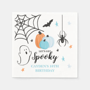 Halloween Spooky Birthday Blue Pumpkins Napkin
