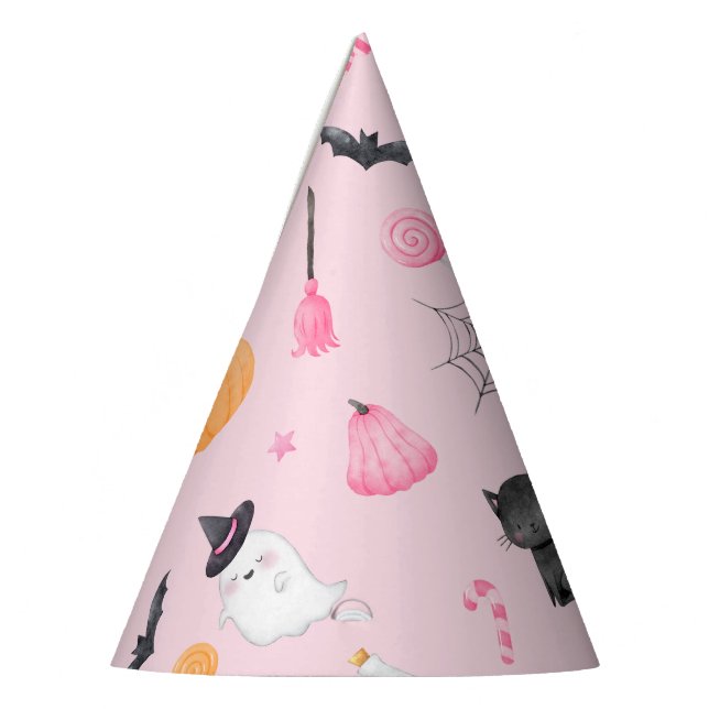 Halloween Spooky birthday pink Party Hat (Left)