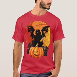 Halloween Spooky Black Cat Mom Pumpkin Graveyard S T-Shirt