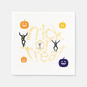 Halloween Spooky Bone Text Trick Or Treat Napkin