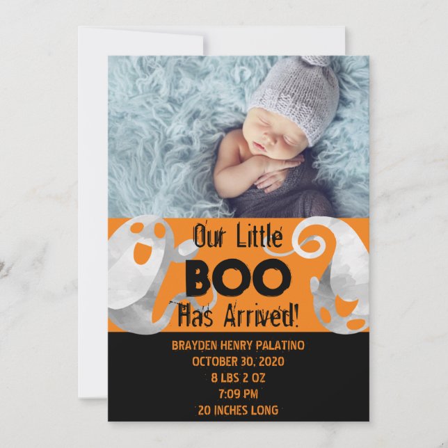 Halloween Spooky Boo Cutie Birth Announcement (Front)