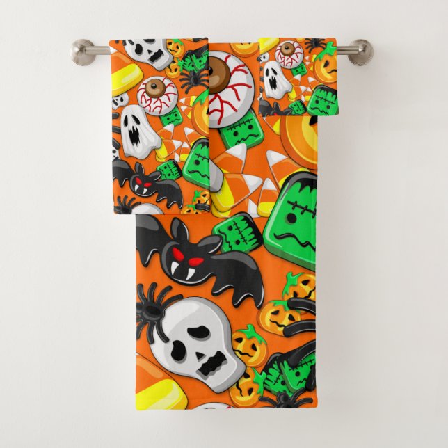 Halloween Spooky Candies Party    Bath Towel Set (Insitu)