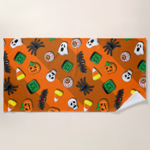 Halloween Spooky Candies Party Beach Towel