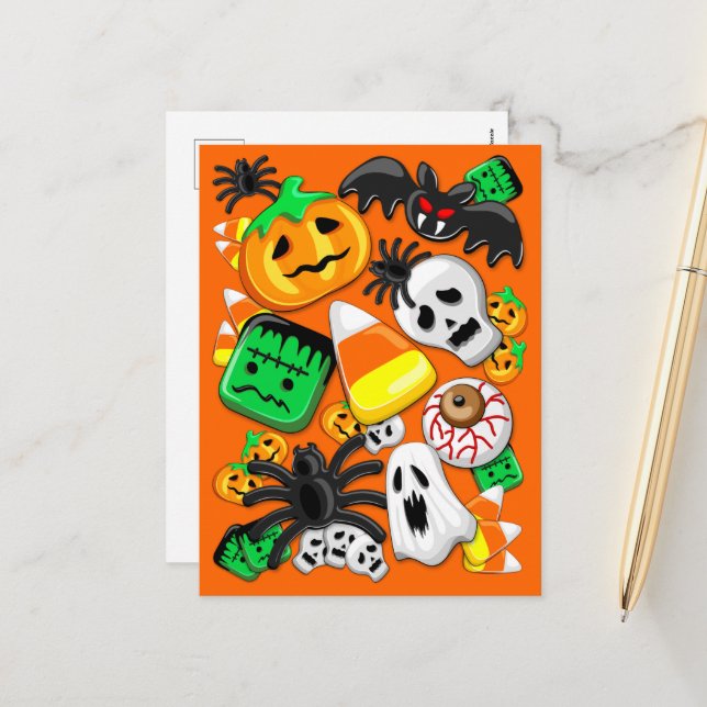 Halloween Spooky Candies Party     Holiday Postcard (Front/Back In Situ)