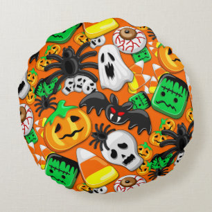 Halloween Spooky Candies Party    Round Cushion