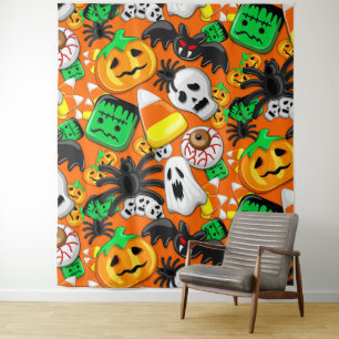 Halloween Spooky Candies Party Tapestry