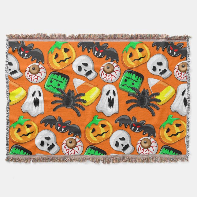 Halloween Spooky Candies Party     Throw Blanket (Front)