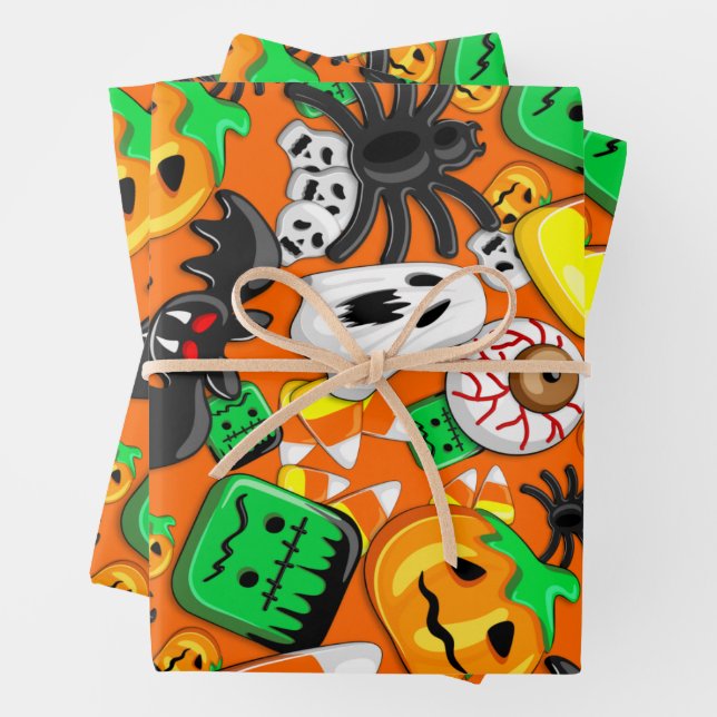 Halloween Spooky Candies Party    Wrapping Paper Sheet (In situ)